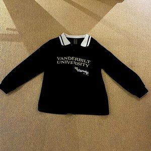 Vanderbilt preppy black sweatshirt with collar.